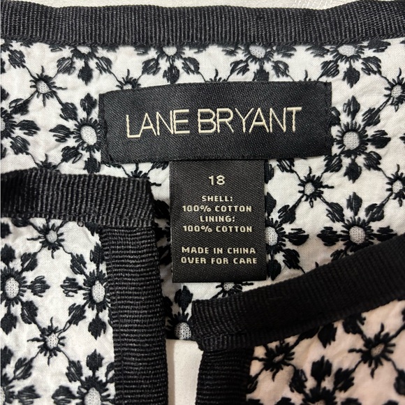 Womens Plus Size 18 Blazer black white floral Cottage Core Lane Bryant Casual - Picture 8 of 9